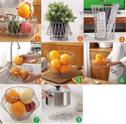 Space-saving foldable fruit basket for kitchen use Space-saving foldable fruit basket for kitchen use